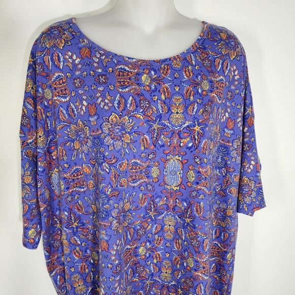 Lularoe Women Irma Tunic T Shirt Multicolor Size Medium Floral Round Neck Hi-Low - Picture 3 of 9
